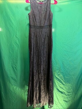 Lulu's Navy Lace Maxi Dress with Crochet Waist